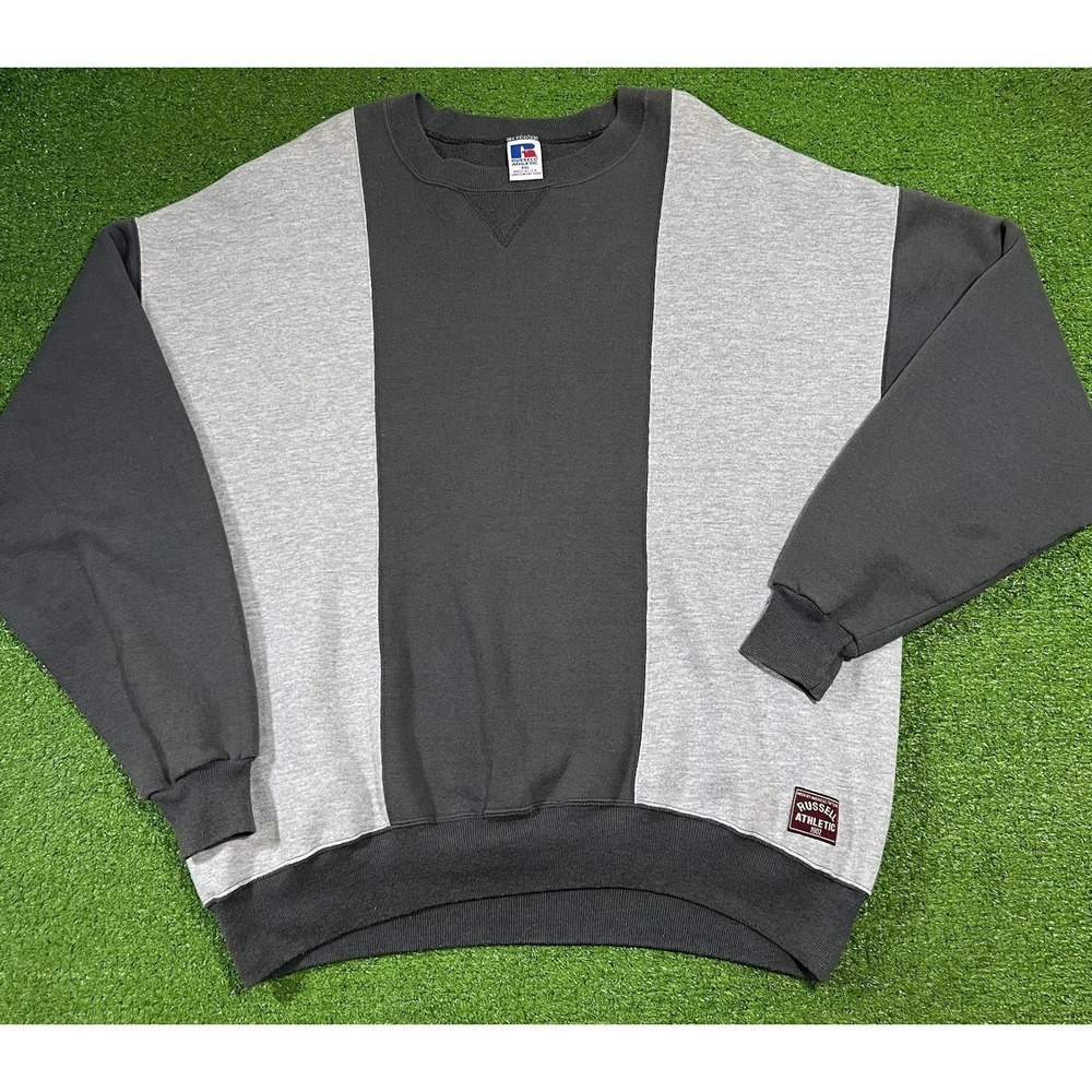Vintage ColorBlock Sweatshirt 2XL Baggy Fit 90s Russel Crewneck USA made